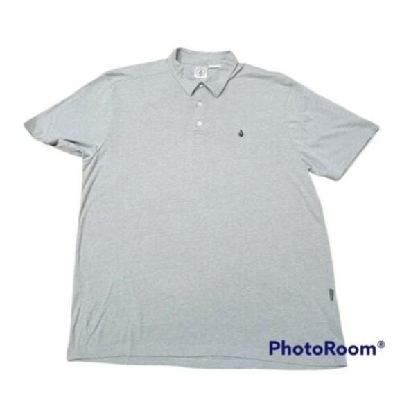 Men's Volcom Short Sleeve Polo Shirt Size X-Large in Gray collared button shirt - Picture 1 of 8